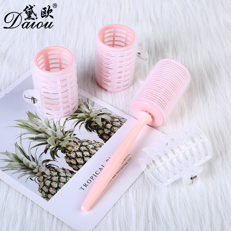 Air hot handle nylon hair roll pear head bangs hair tail roll plastic hair roll self-adhesive nylon hair roll hollow roll