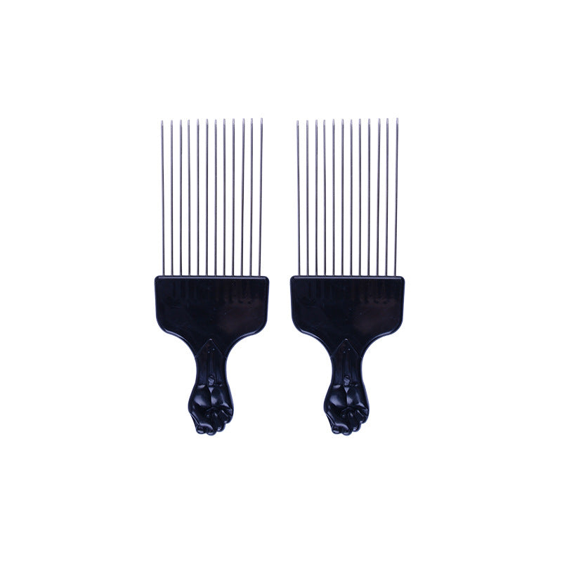 Fist long steel needle comb hairdressing styling hair cutting dyeing metal stainless steel insert comb oil head comb cross-border wholesale