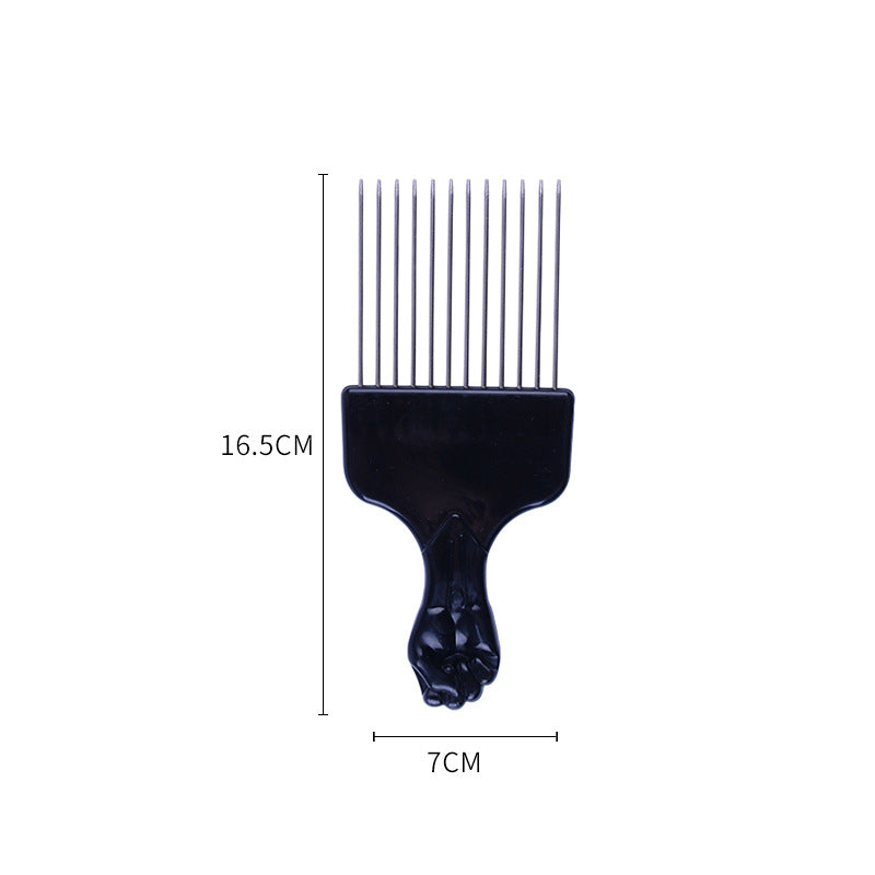 Fist long steel needle comb hairdressing styling hair cutting dyeing metal stainless steel insert comb oil head comb cross-border wholesale