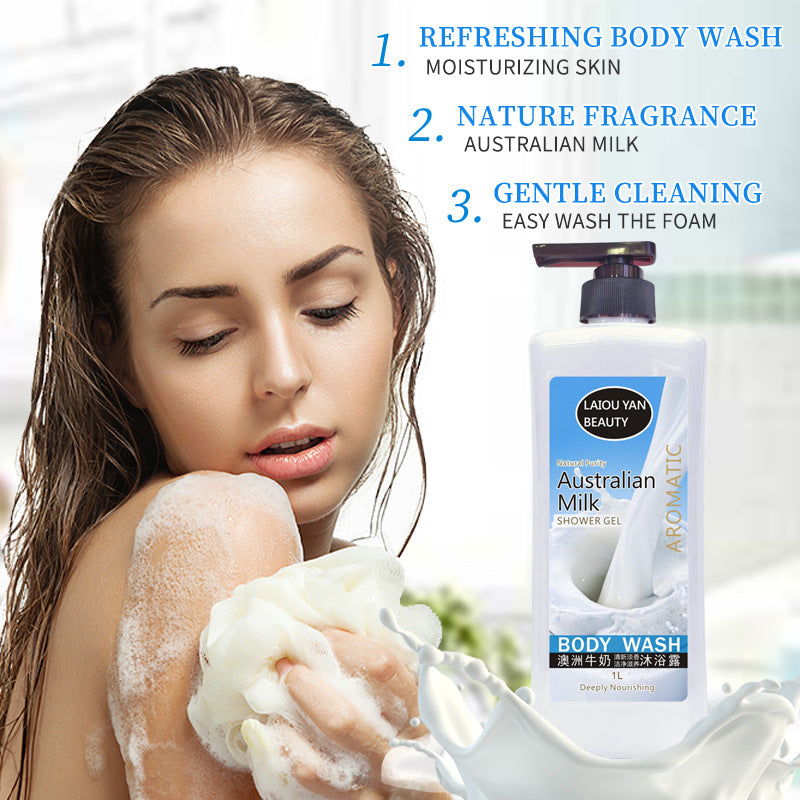 perfume lily shower gel - milk silky smooth skin, rich lather, refreshing & moisturizing, long-lasting fragrance