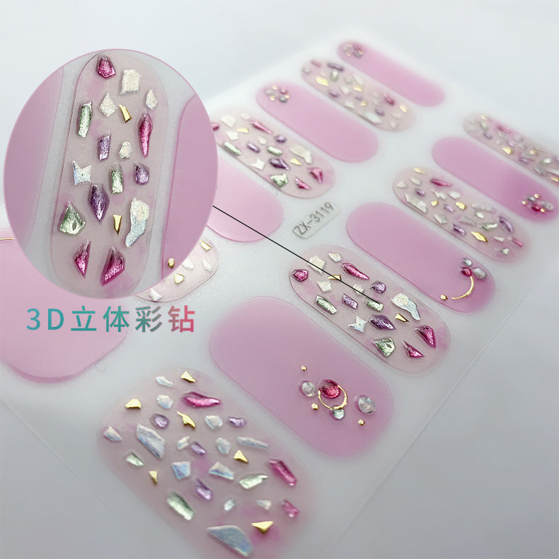 Zhengxiang diamond nail art japanese and korean nail art stickers 3d french nail art stickers full stickers finished cross-border waterproof nail stickers amazon
