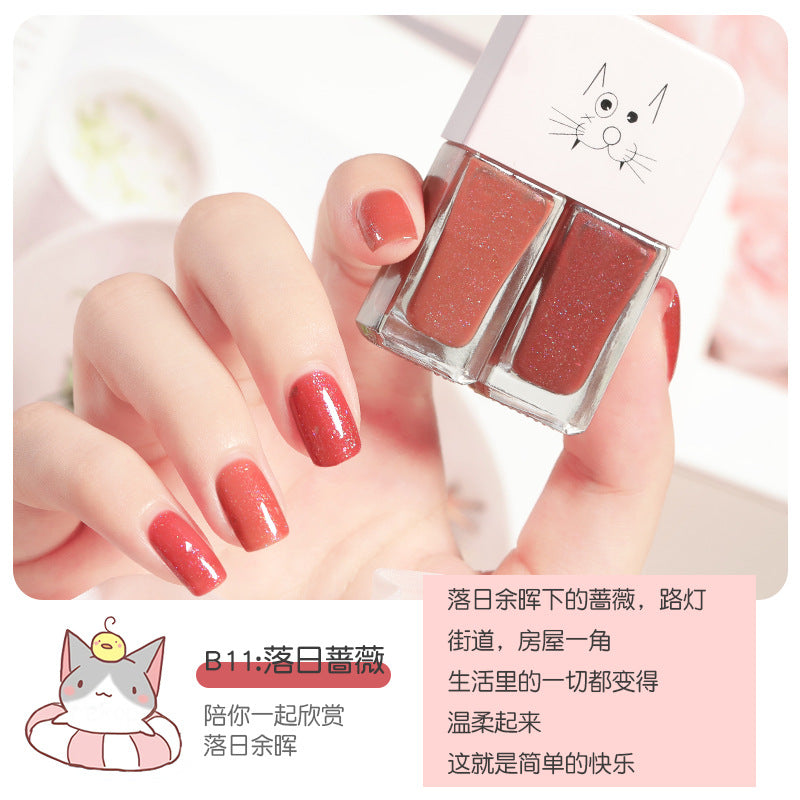 Live douyin popular nail polish set japanese style no-bake nail polish set sequin long-lasting twin nail polish