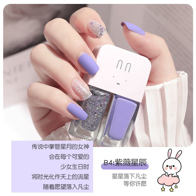 Live douyin popular nail polish set japanese style no-bake nail polish set sequin long-lasting twin nail polish