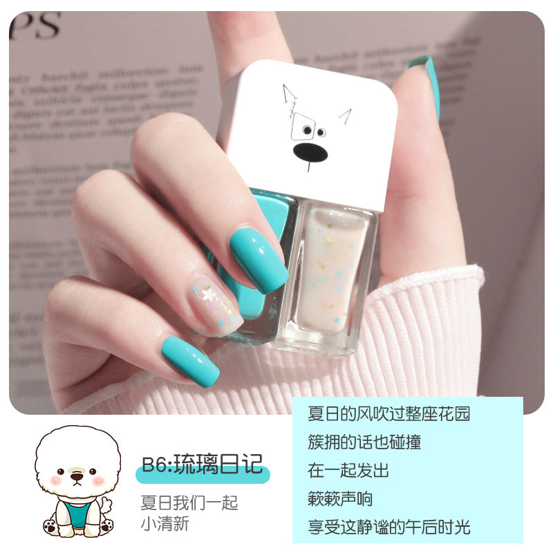Live douyin popular nail polish set japanese style no-bake nail polish set sequin long-lasting twin nail polish