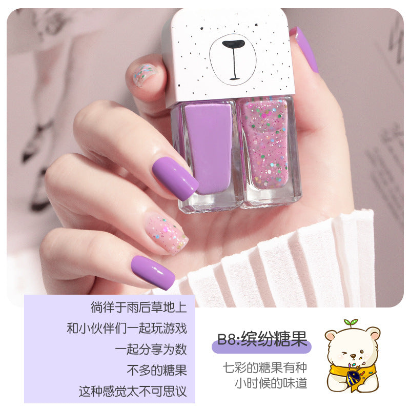 Live douyin popular nail polish set japanese style no-bake nail polish set sequin long-lasting twin nail polish