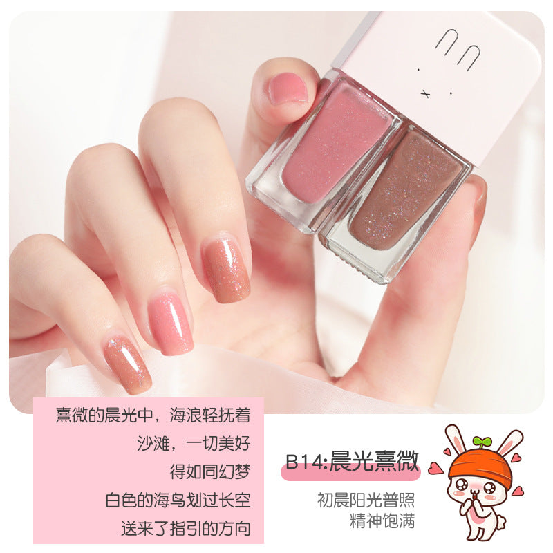 Live douyin popular nail polish set japanese style no-bake nail polish set sequin long-lasting twin nail polish