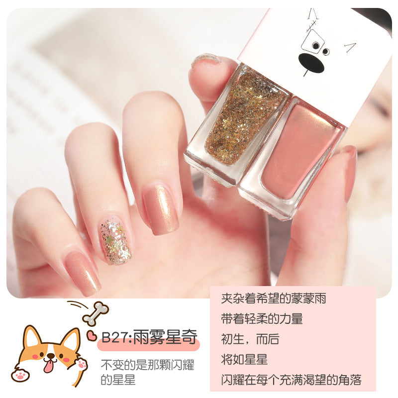 Live douyin popular nail polish set japanese style no-bake nail polish set sequin long-lasting twin nail polish