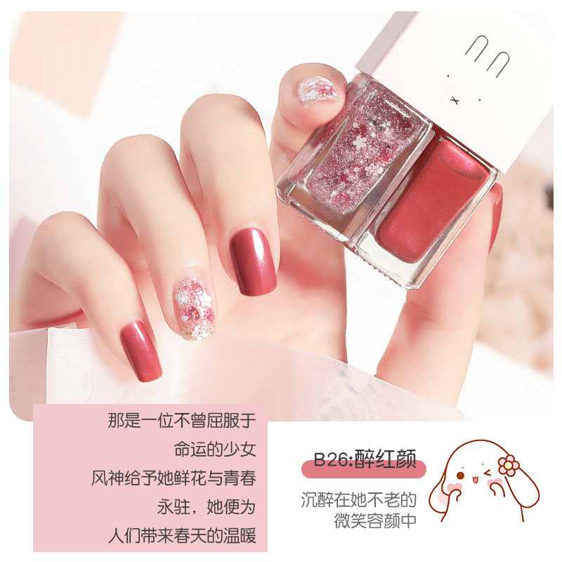 Live douyin popular nail polish set japanese style no-bake nail polish set sequin long-lasting twin nail polish