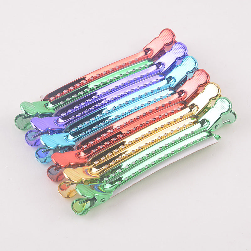 Manufacturer wholesale hairdressing clip long iron clip hairdressing clip crane beak clip hairdressing 105 color steel clip in stock