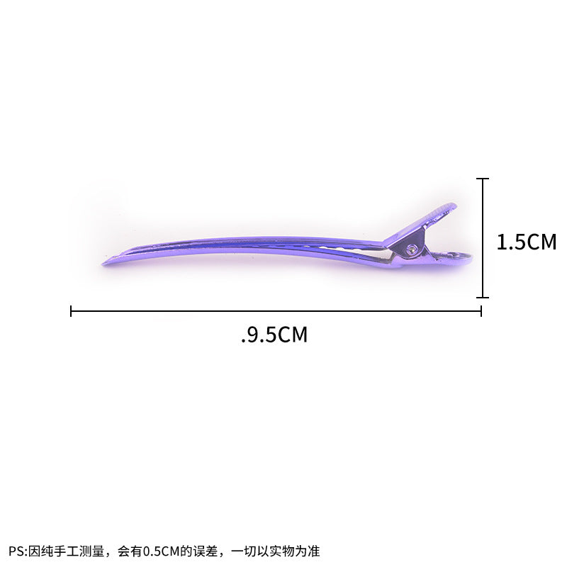 Manufacturer wholesale hairdressing clip long iron clip hairdressing clip crane beak clip hairdressing 105 color steel clip in stock