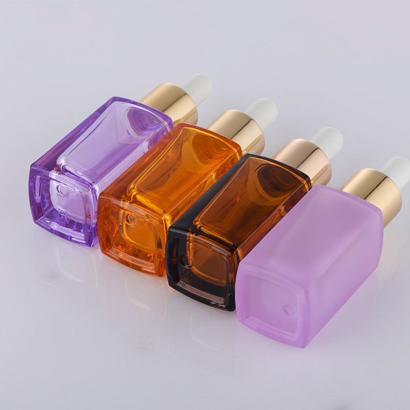 Factory direct sales cosmetics dropper square bottle 15ml essential oil bottle dropper essence bottle skin care product glass refill bottle