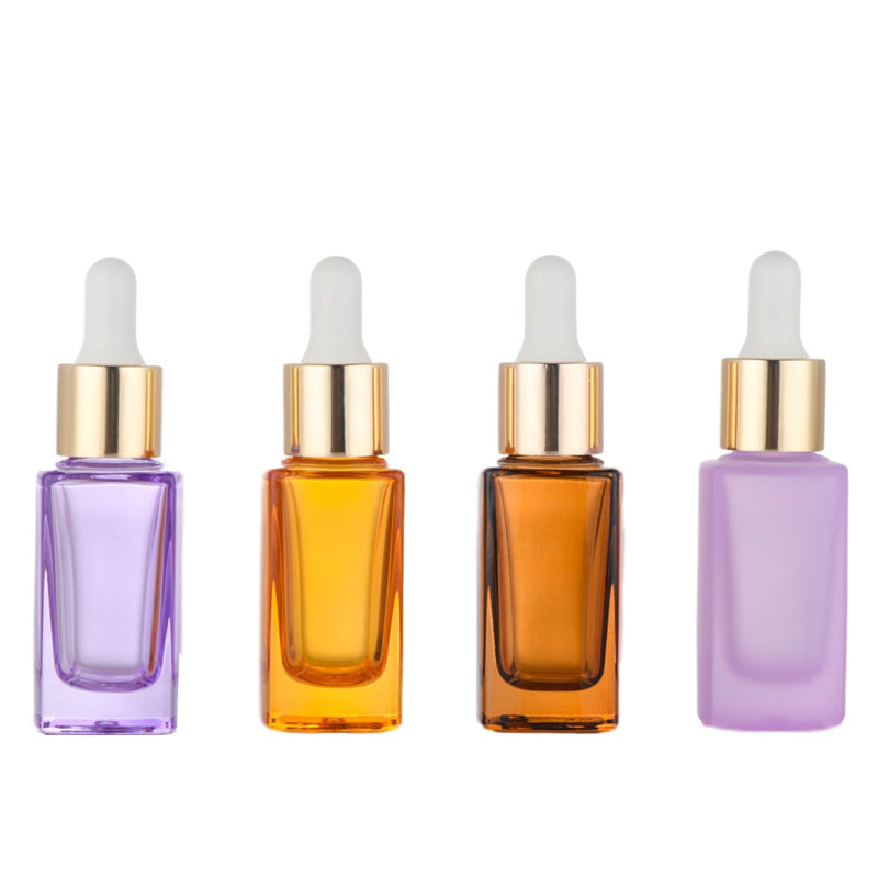 Factory direct sales cosmetics dropper square bottle 15ml essential oil bottle dropper essence bottle skin care product glass refill bottle