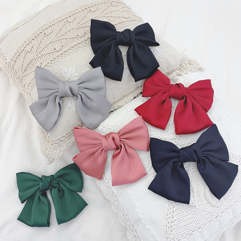 New arrival big bows hair clip spring clip pure color small fresh hair accessories clip hairpin headwear girl hair rope japanese style