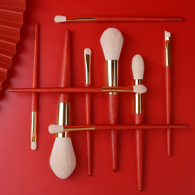 Beizi 9-piece makeup brush set - wooden handle makeup brushes with chinese style brush case