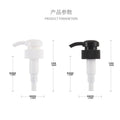In-stock 32-tooth plastic black and white round-head pump, suitable for shampoo, lotion, shower gel, and body lotion. features a threaded pump head