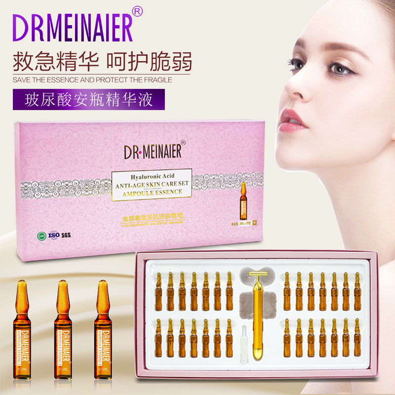 hyaluronic acid small ampoule essence facial 3d massager 28-piece set to repair, moisturize and shrink pores