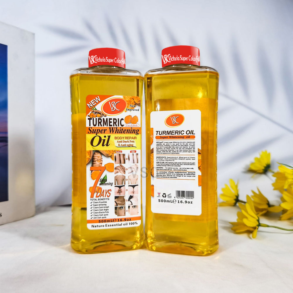 e-commerce hot-selling red-capped 7-day repair and brightening turmeric essential oil, full body massage vc massage oil, 500ml