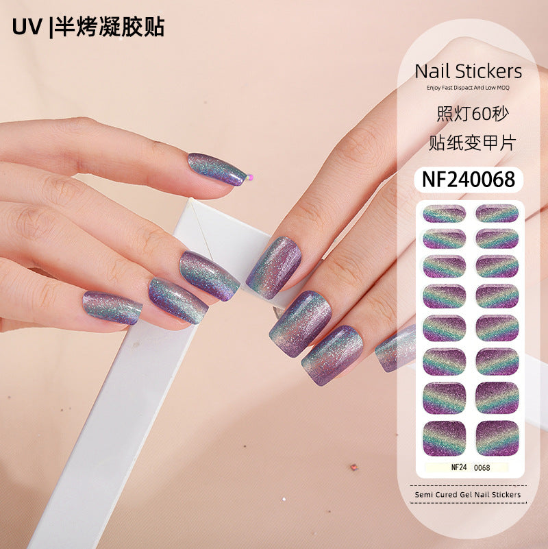 Zhengxiang custom gel nail art stickers - cat eye, glitter, 3d foil, french, uv light therapy, semi-cured nail stickers wholesale