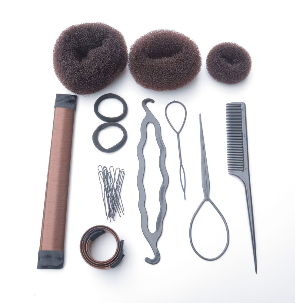 Factory direct sales hair curler suit donut ball hair accessories headwear snap ring flower bud simple braids