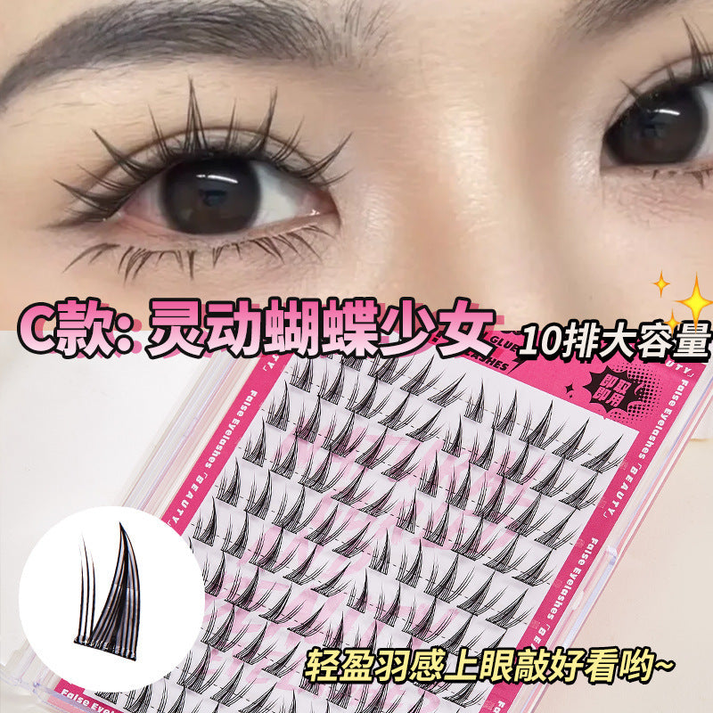 Jonbos self-adhesive false eyelashes, individual clusters, 10 rows, large capacity, beginner-friendly, natural & realistic, k-style eyelashes