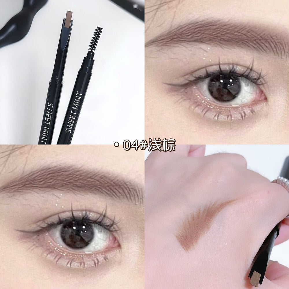 Sweet mint ultra-fine dual-ended eyebrow pencil - waterproof, sweat-proof, long-lasting, smudge-proof, creates defined brows, perfect for beginners achieving natural, defined brows