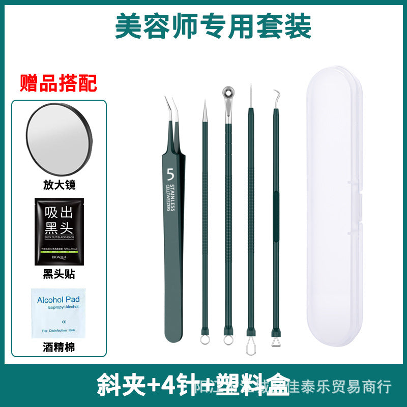 Factory direct stainless steel blackhead remover kit - includes blackhead extractor, pimple popper, and acne treatment tools