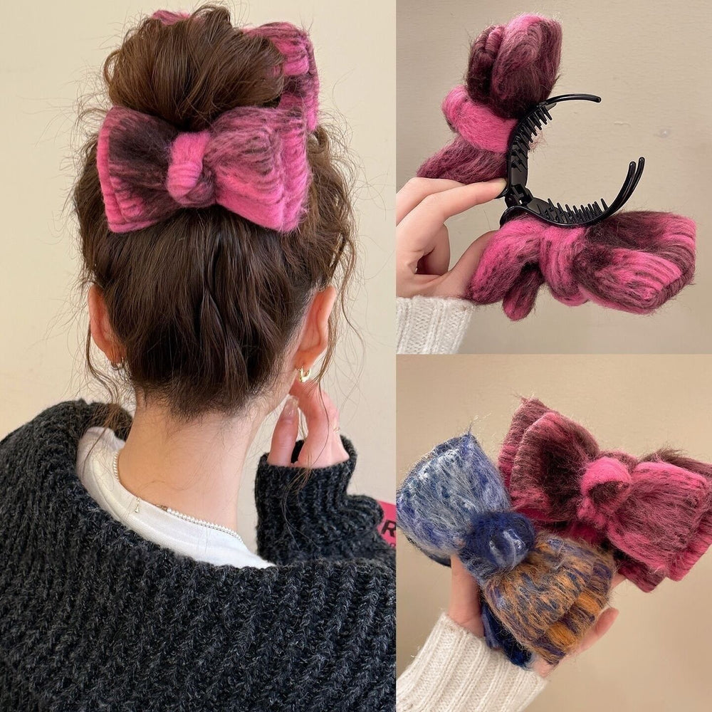 Fabric knittingbows hairpin korean style sweeteasiest for match back of head clip niche styleclassy hair accessories headwear for women