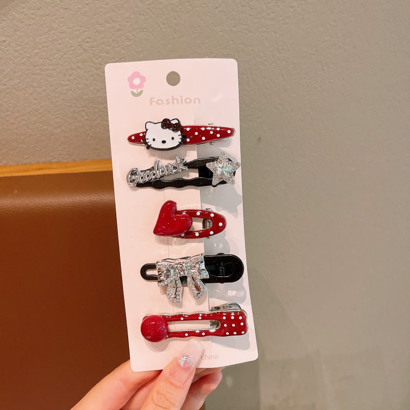 Blue and silver hairpin, sweet and cool style, girl's broken hair, bangs clip, makeup clip, hairpin, back of the head clip, high-end headwear