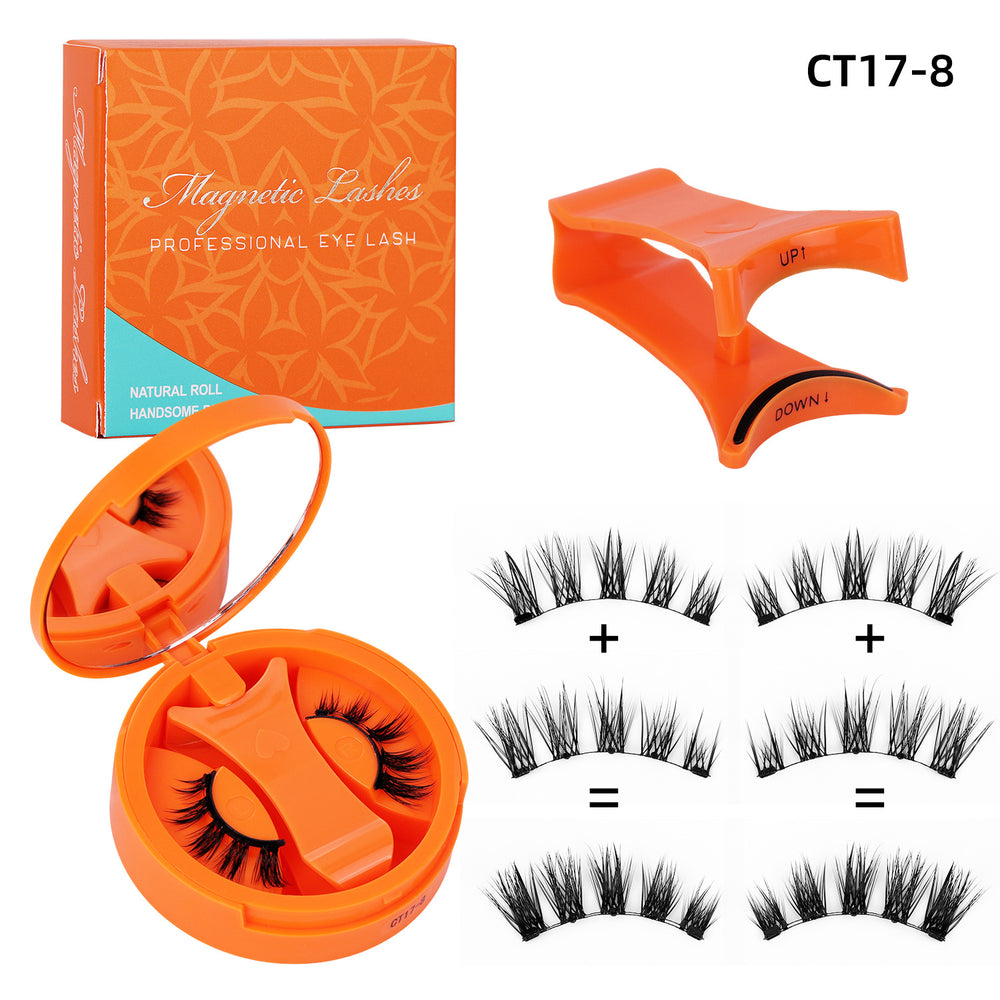 Ready-to-ship orange charm magnetic false eyelashes - all-in-one box. wholesale amazon us & european style dense, small round magnet eyelashes