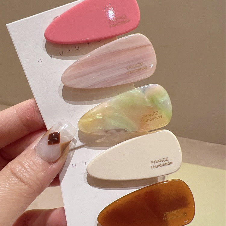 New arrival acetic acid girly pink hair clip side clip casualelegant style cute white bangs clip hair clip duckbill clip