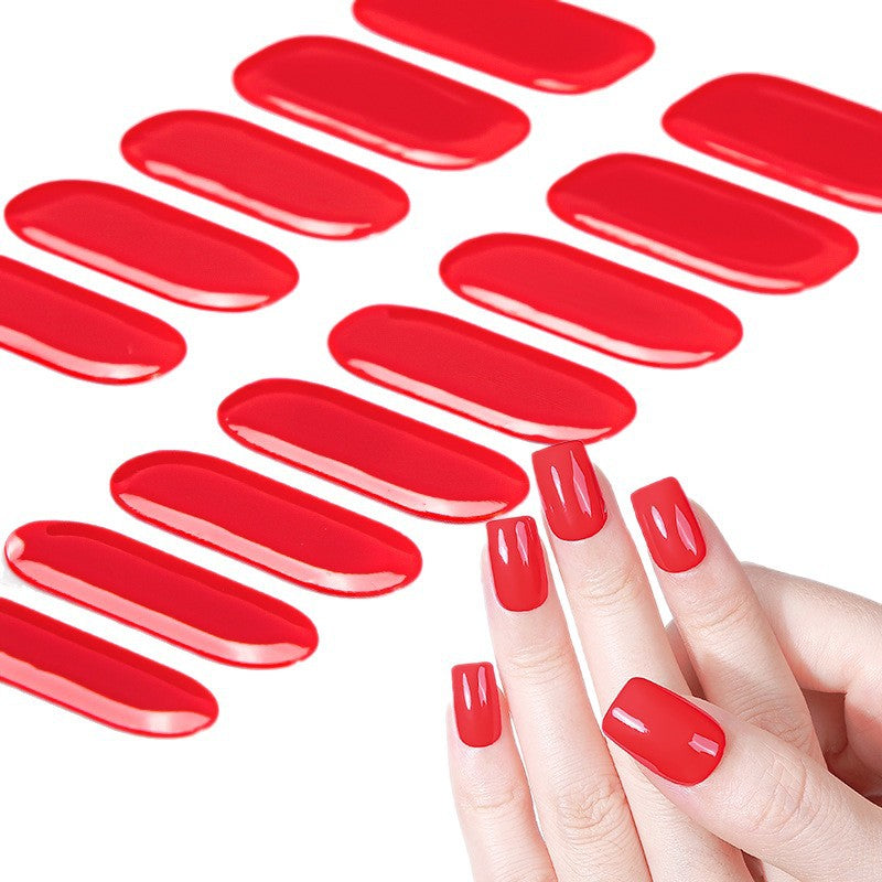 Zhengxiang cross-border fashion pure color gel manicure stickers waterproof flash uv light therapy semi-baked nail stickers full stickers personalized