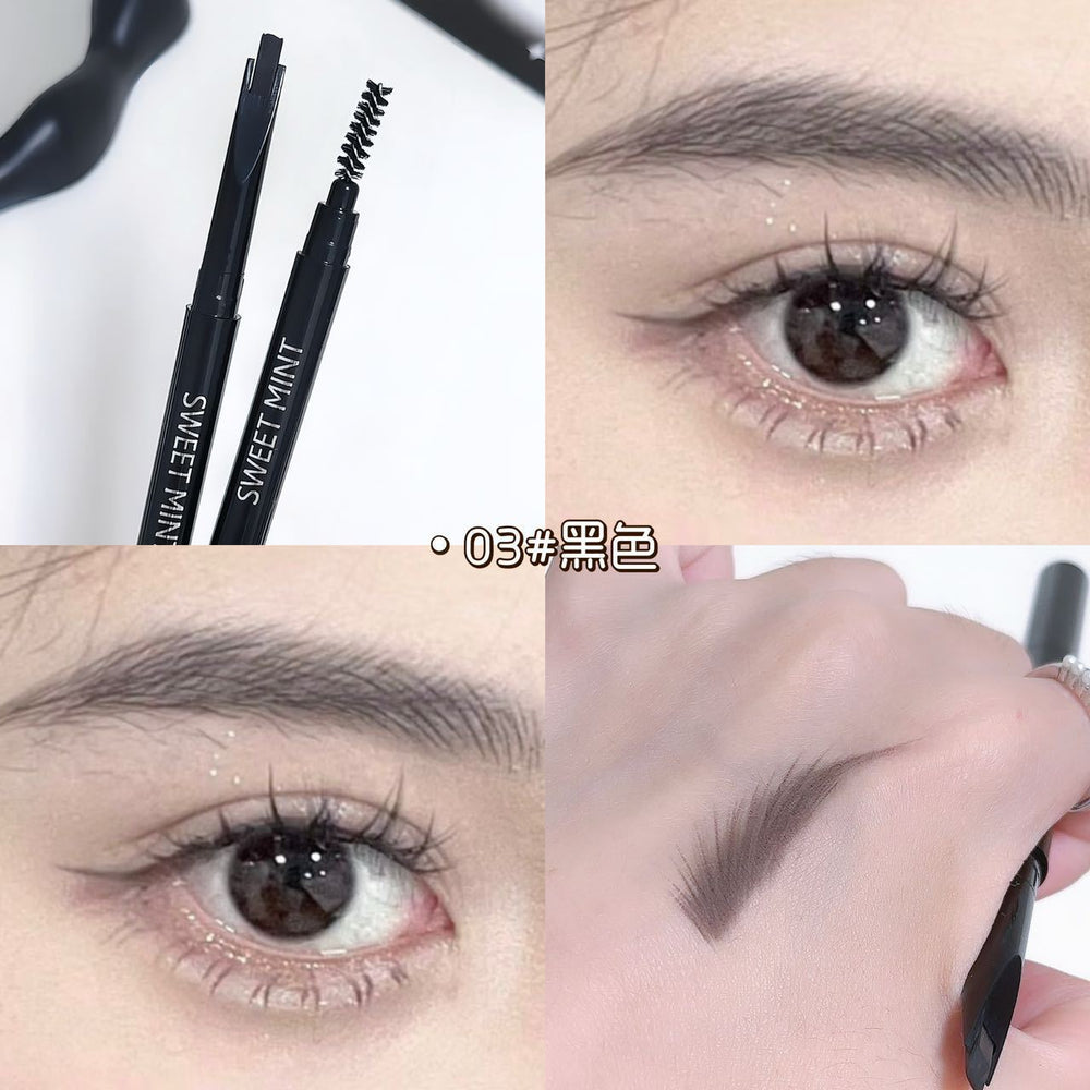 Sweet mint ultra-fine dual-ended eyebrow pencil - waterproof, sweat-proof, long-lasting, smudge-proof, creates defined brows, perfect for beginners achieving natural, defined brows