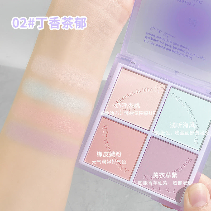 Xixi rushes to the sunset four-color blush to brighten the contour of the vitality girl's daily whitening peach matte rouge wholesale