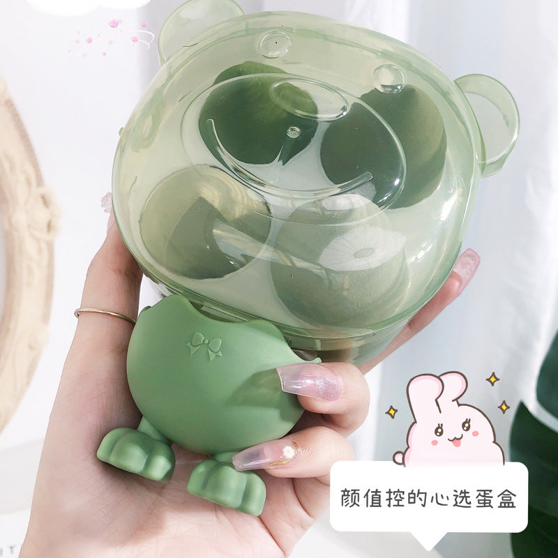 Jiaoposi bear storage box beauty egg liquid foundation special dry and wet use soft non-eating powder makeup powder puff