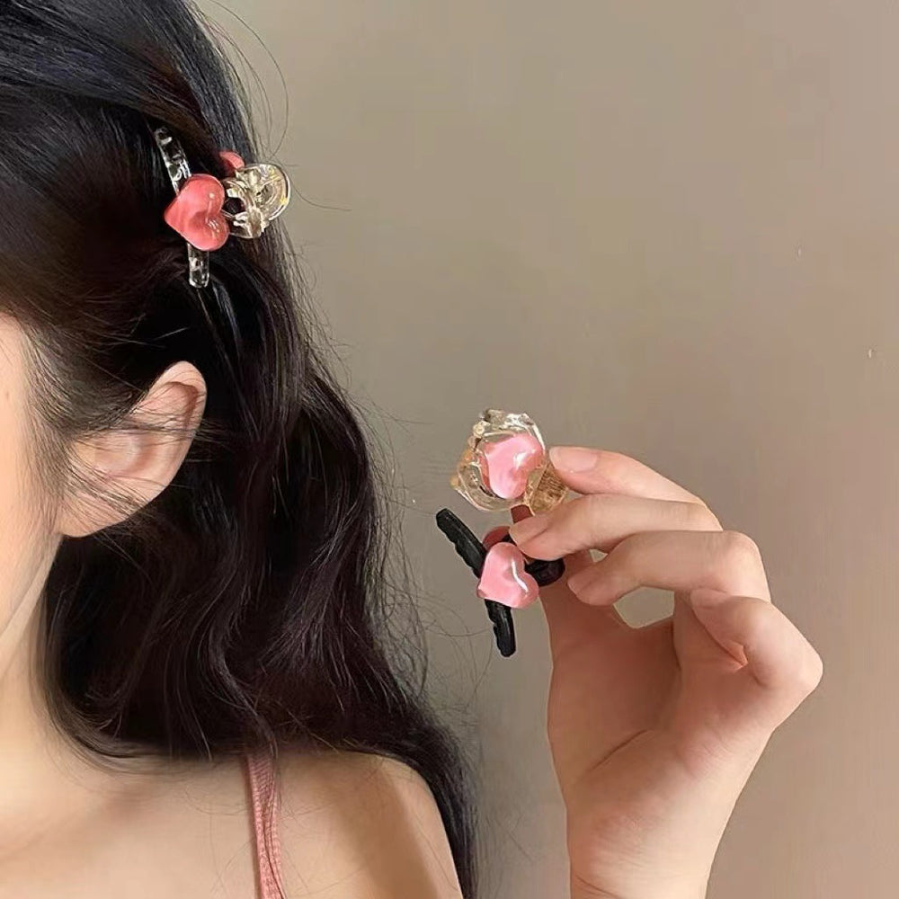 Acrylic casual heart small clip elegant bangs clip classy hair clip women's summer side clip headwear
