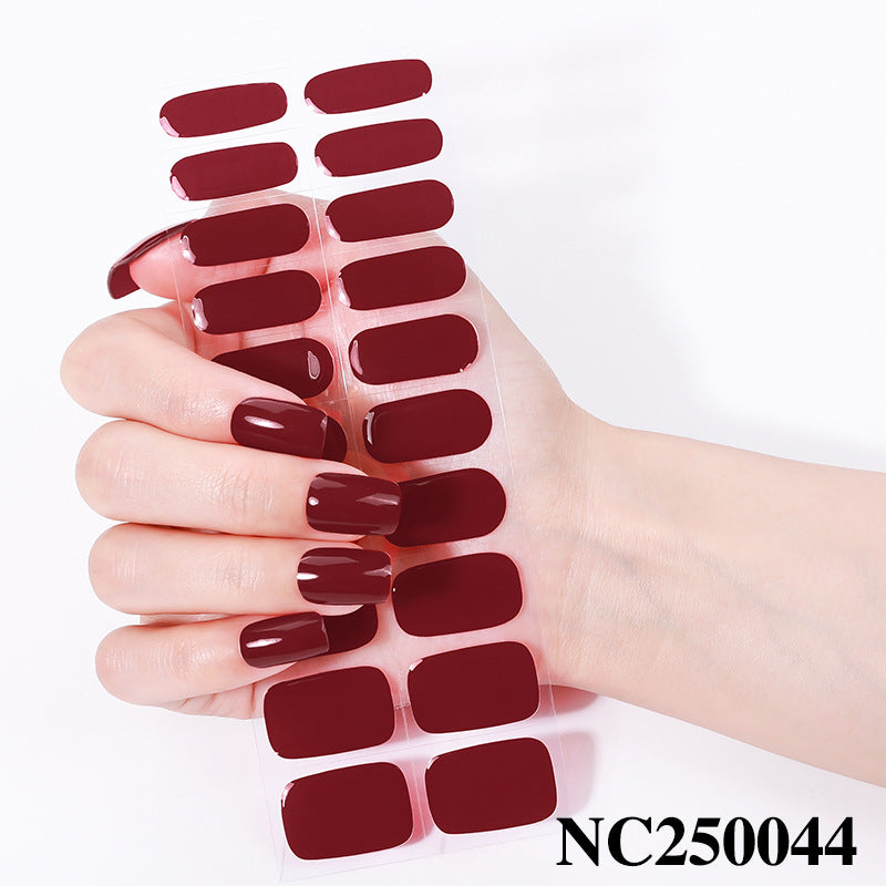 Zhengxiang custom gel nail stickers - waterproof, cross-border, european & american style, solid color nail art stickers, uv light curing, semi-cured nail stickers