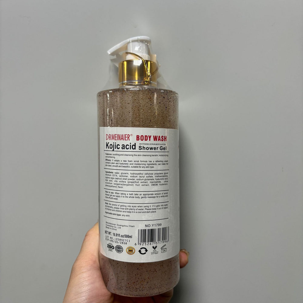 export kojic acid brightening body wash with collagen exfoliating & rejuvenating scrub, 500ml
