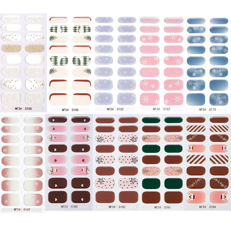 Zhengxiang christmas gel nail stickers waterproof onion powder flash cross-border fashion uv semi-baked manicure stickers full stickers personalized
