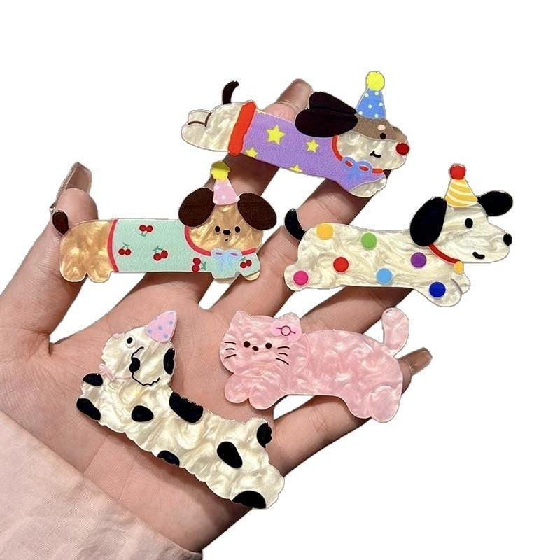 Hat puppy hairpin insgirlcute cherry duckbill clip polka dot star acrylic hairpin side clip hair accessories