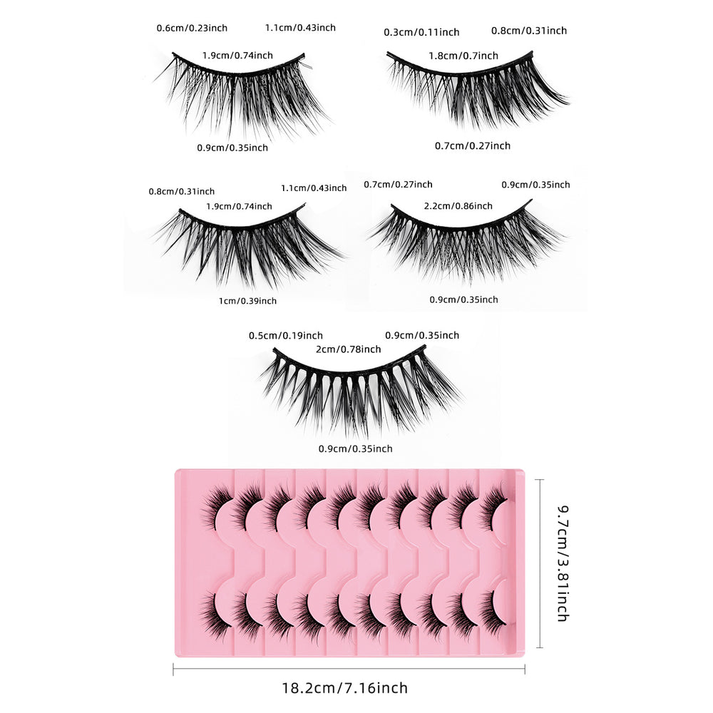 10 pairs natural half false lashes look cat eye lashes 3d