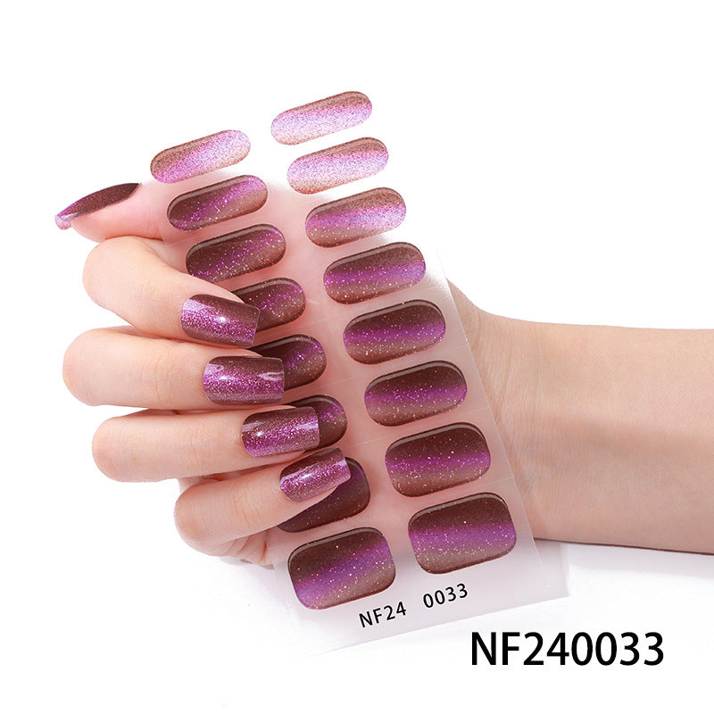 Zhengxiang personalized gel nail stickers waterprooffashion flash cat eye uv semi-cured gel nail stickers gel nail