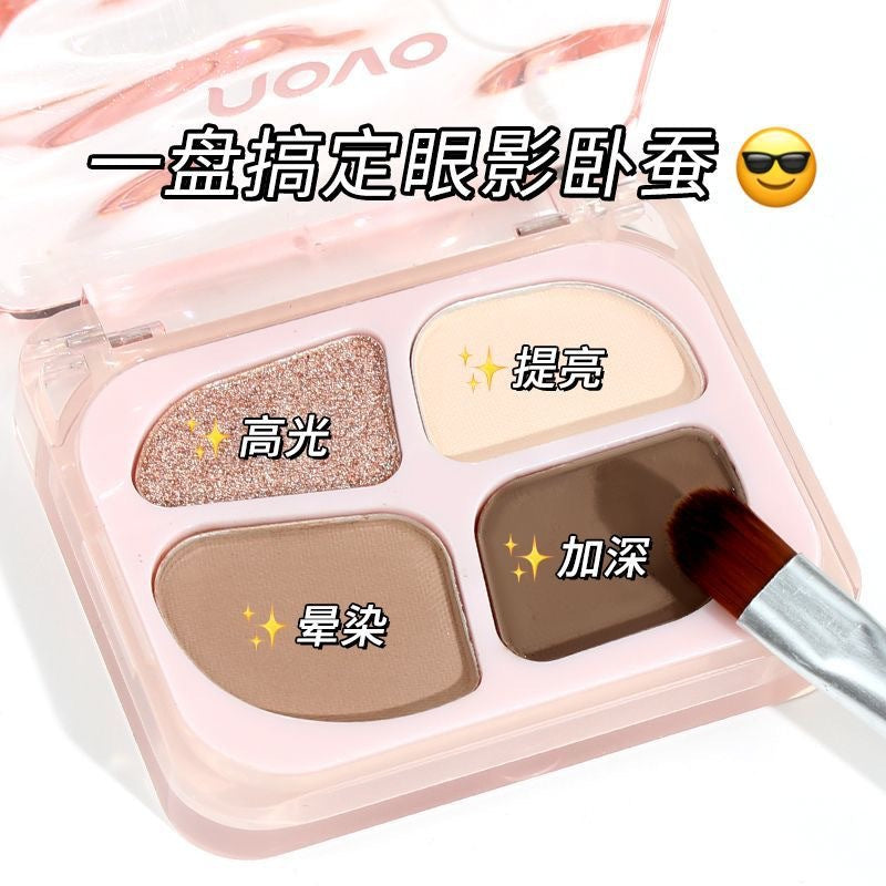 Makeup novo smart four-color eyeshadow silkworm palette pearlescent flash brightening highlight shadow eyeshadow silkworm all-in-one palette