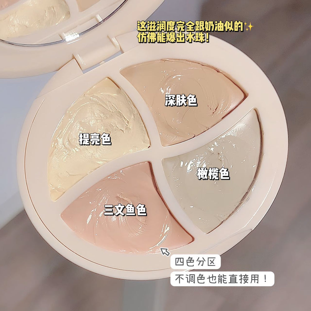Sweet mint four-color concealer palette - covers freckles, acne scars, tear troughs, dark circles, and blemishes