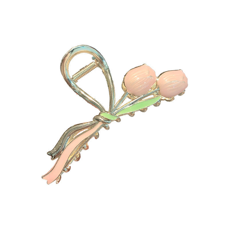 2024 new arrival super fairy tulip hair clip, metal gripper on the back of the head, women's summer large classy shark clip