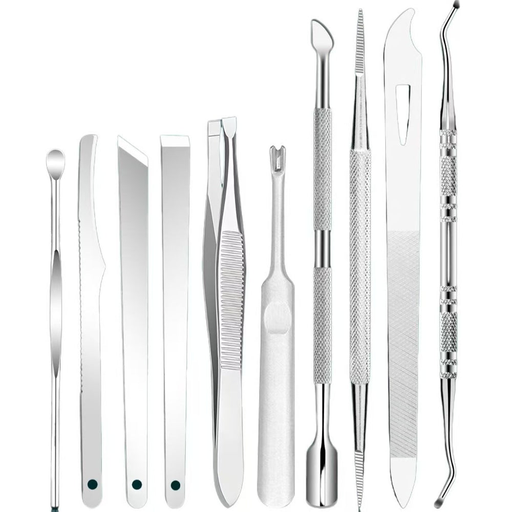 nail art tool kit, 10-piece manicure set for ingrown toenails, thick and hardened nails, care, trimming, and pedicure