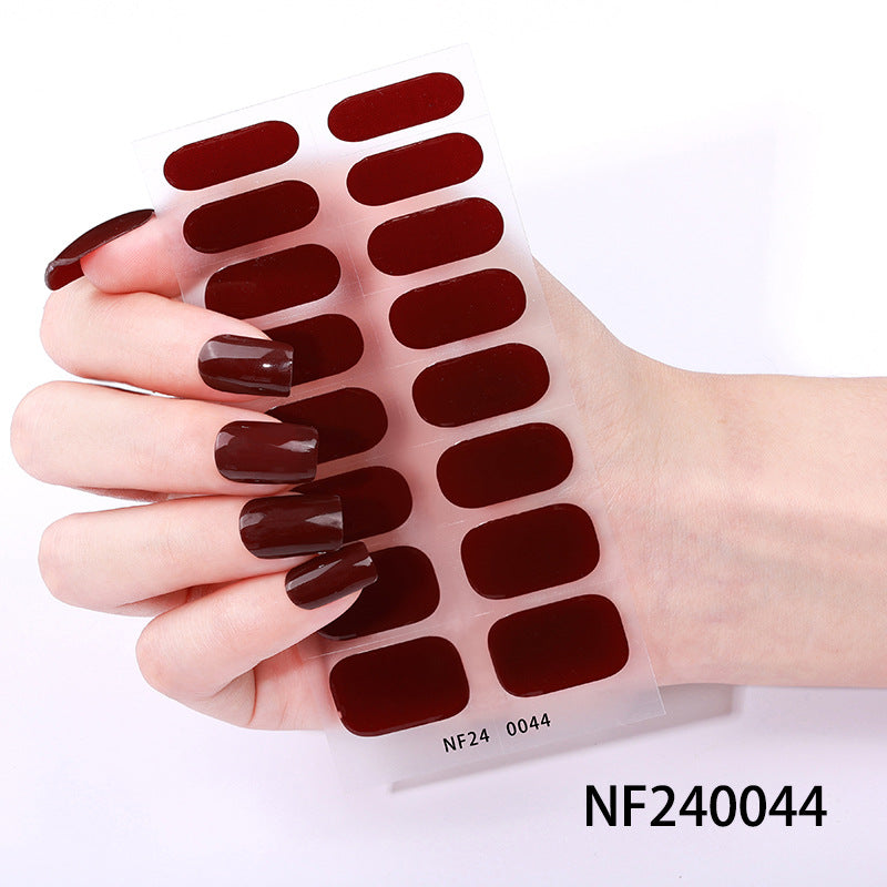 Gel manicure stickers 16 stickers semi-cured phototherapy stickers full stickers semi-baked nail stickers ready-made 5d jewelry ice transparent finished product