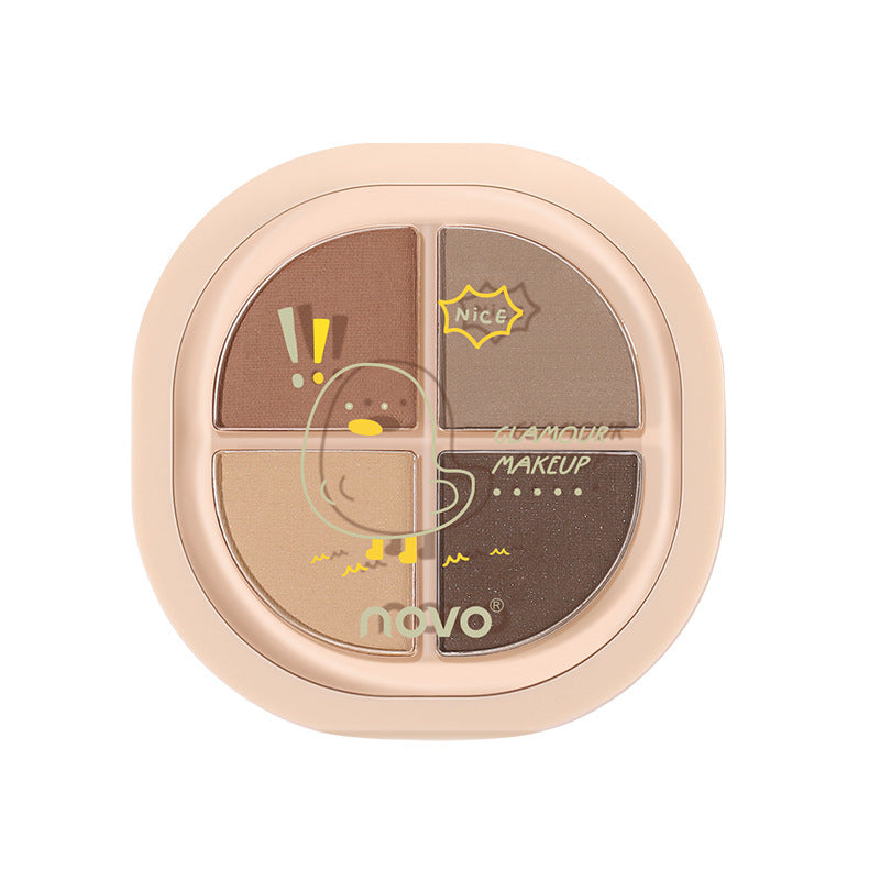 Novo makeup dynamic soft & creamy quad eyeshadow palette - matte, shimmer, and crushed diamond finishes - student-friendly, affordable earth tone eyeshadow palette wholesale