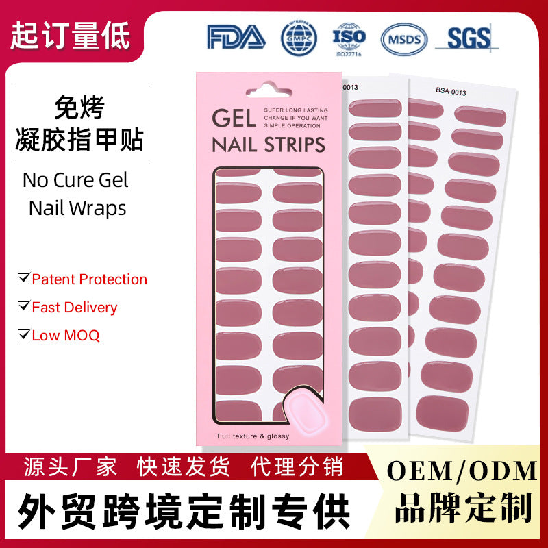 no-bake gel manicure stickers waterprooffashionpure color nail stickers no cure gel nail wraps