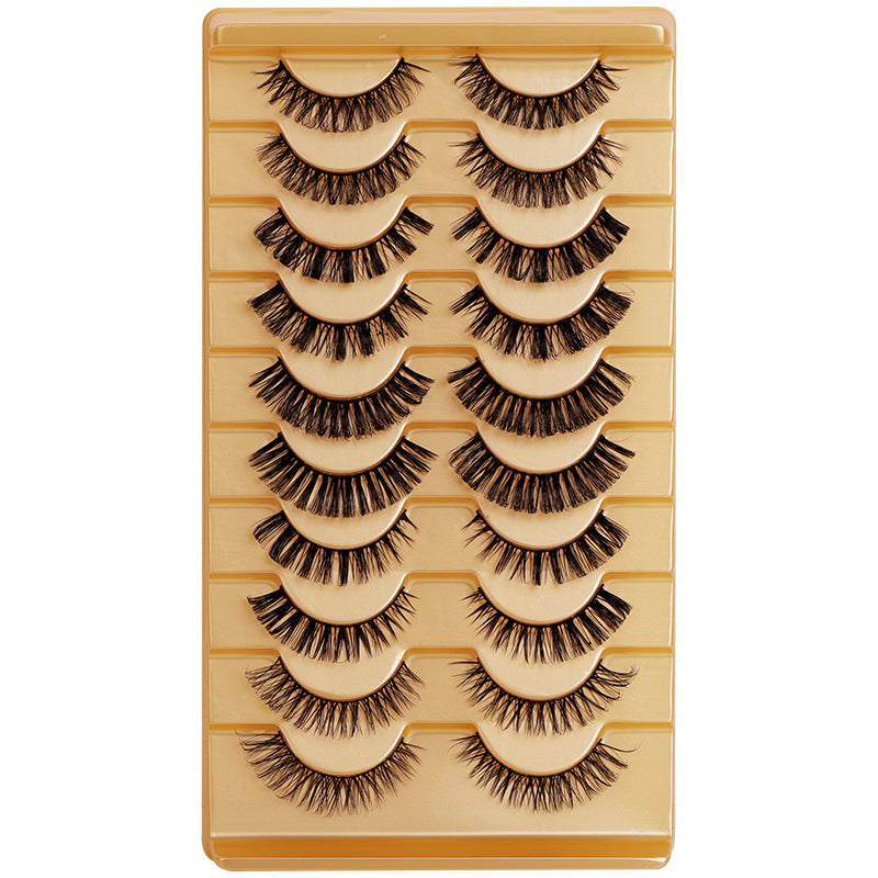 Export false eyelashes russian curling hair 10 pairs of asian mixed thai makeup comic curling eyelashes in stock batch