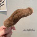 Stuffed hair clip for women's back of head, banana clip, french fur duckbill clip, one-word hairpin, headwear clip, fall and winter